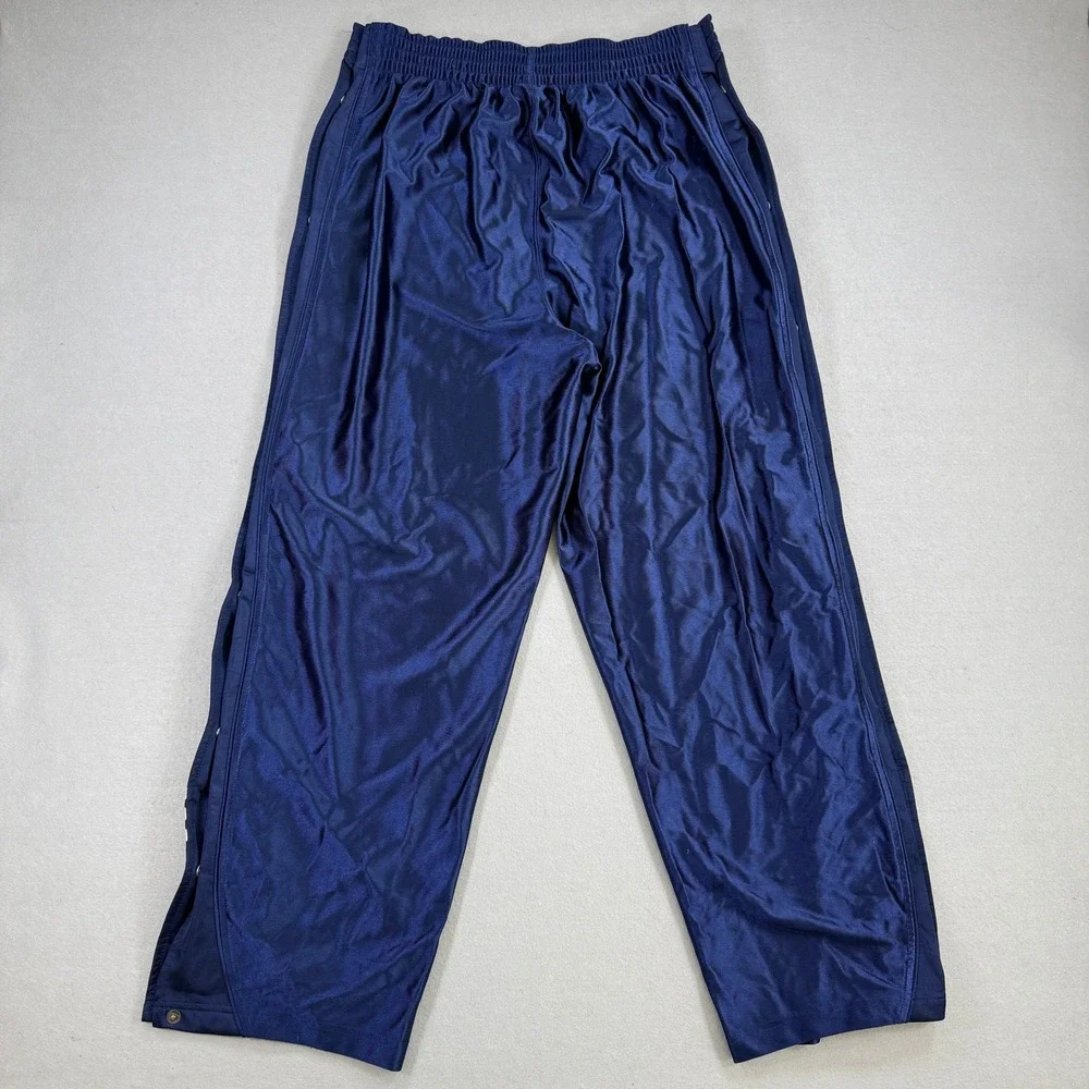 Adidas Pants Men Medium Navy Tear Away Snap Three Stripe Dazzle Baggy‎ Retro Y2K
